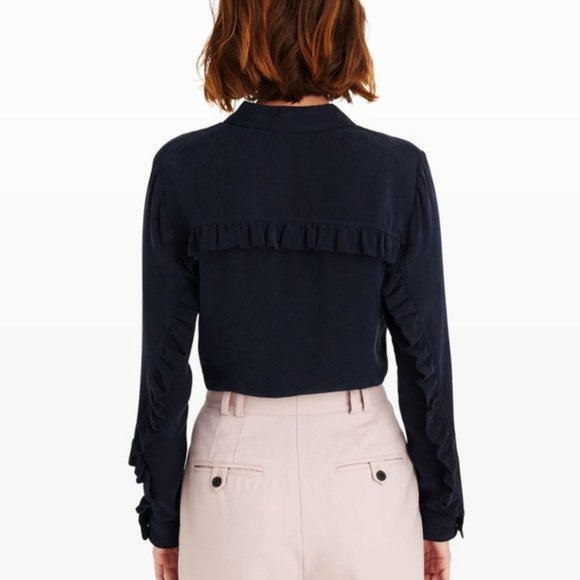Club Monaco Tops - Club Monaco Japhia Blue Button Down Ruffled Shirt